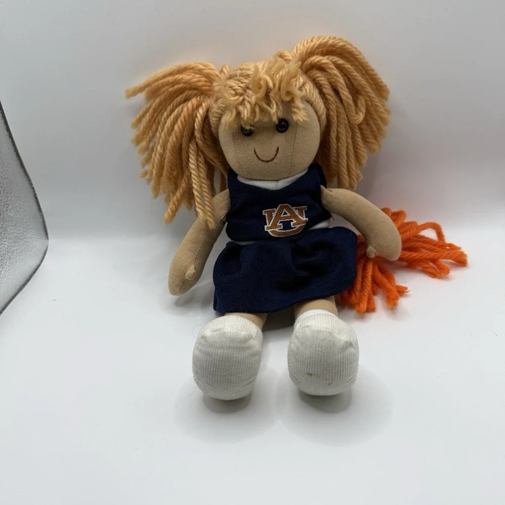 University Of Auburn‎ Tigers  Cloth Doll Cheerleader Blue Outfit Orange Pompom
